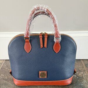 Dooney & Bourke Pebble Grain Leather Darcy Satchel Midnight Blue Brand New